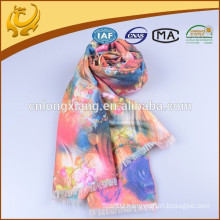 Classical Various Colors Woven 100% Viscose Pashmina Wrap Shawls,Instant Rose Printed Shawl